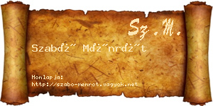 Szabó Ménrót névjegykártya